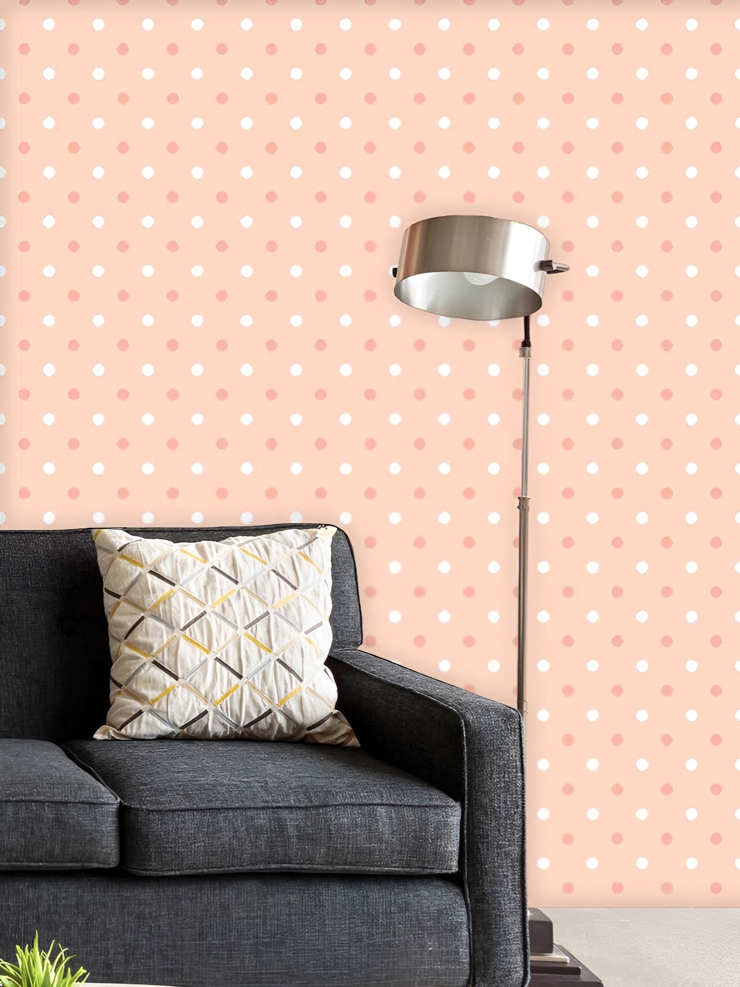 

ArtzFolio Printed UV-Resistant Anti-Bacterial Pink Polka DotsPeel & Stick Wallpaper, Multi