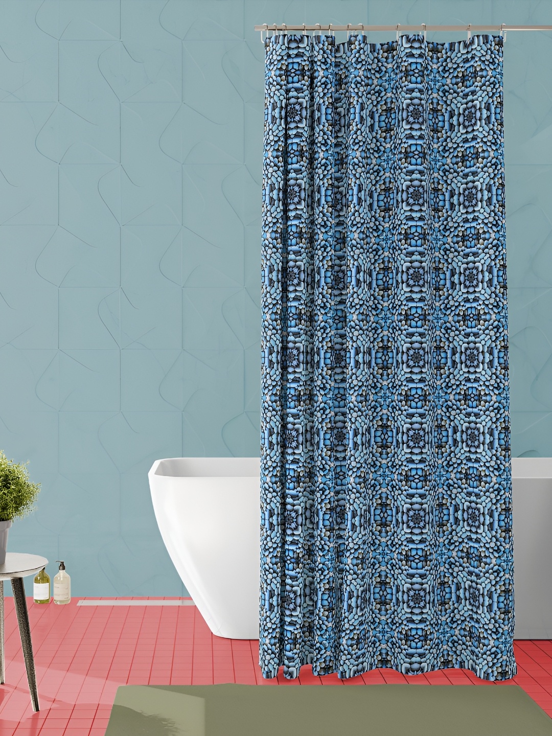 

ArtzFolio Blue & Black Ethnic Motifs Printed Waterproof Shower Curtain