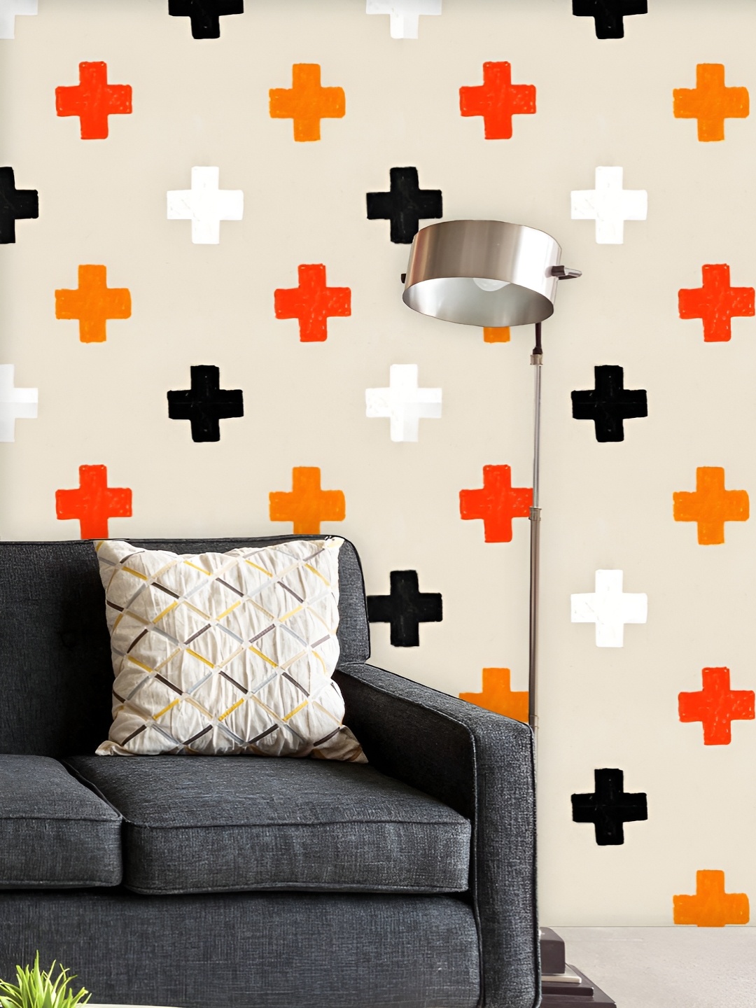 

ArtzFolio Printed UV-Resistant Anti-Bacterial Hand Drawn Geometric Pattern Peel & Stick Wallpaper, Multi
