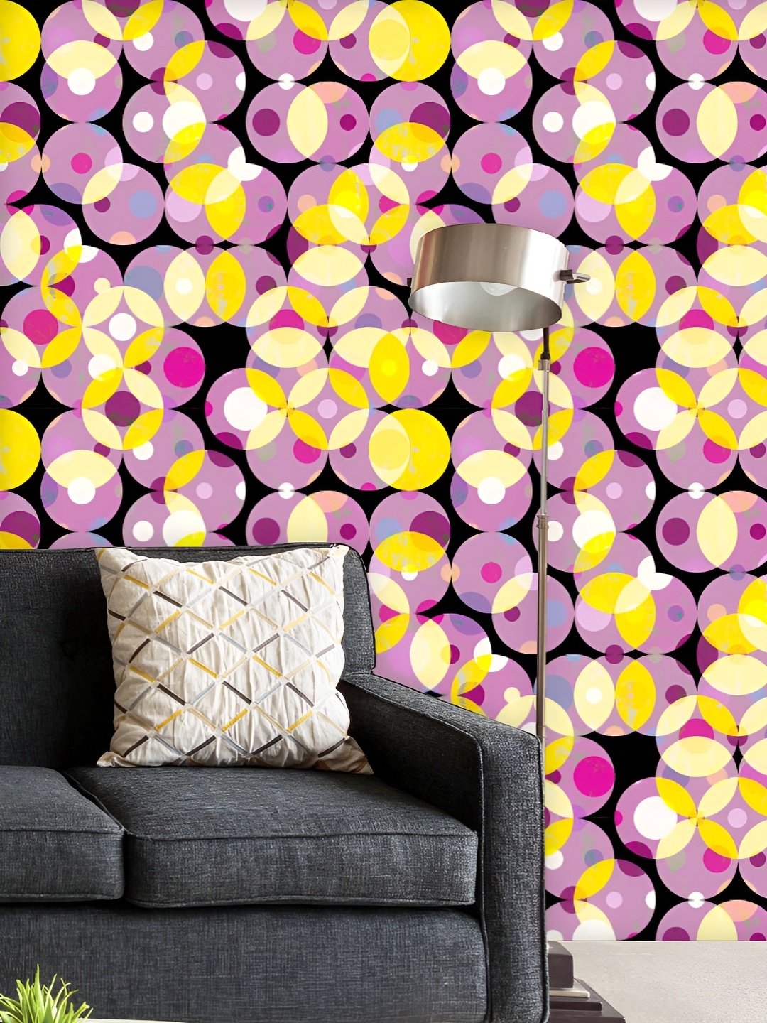 

ArtzFolio Printed UV-Resistant Anti-Bacterial Grungy Halftone Circles Peel & Stick Wallpaper, Multi