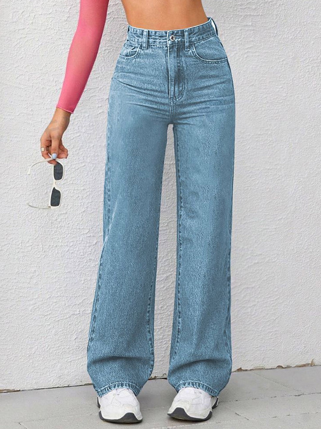 

Fashion2wear Women Boyfriend Fit High-Rise Jeans, Turquoise blue