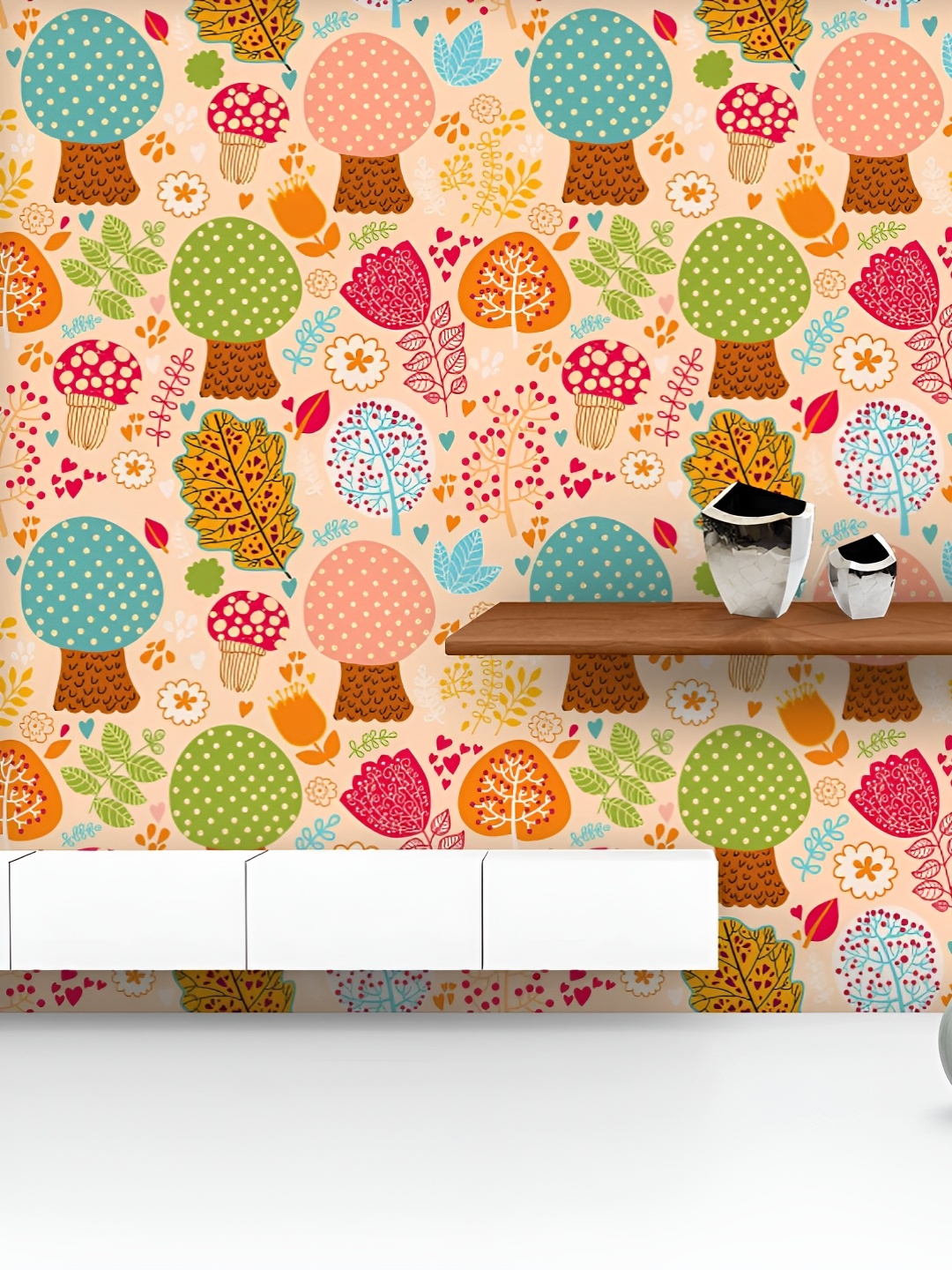 

ArtzFolio Printed UV-Resistant Anti-Bacterial Flowers, Leaves And Trees Peel & Stick Wallpaper, Multi