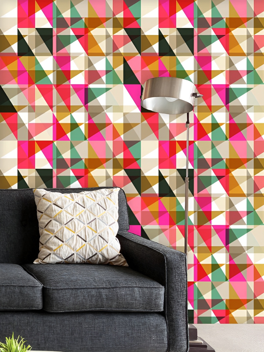 

ArtzFolio Printed UV-Resistant Anti-Bacterial Retro Triangle Peel & Stick Wallpaper, Multi