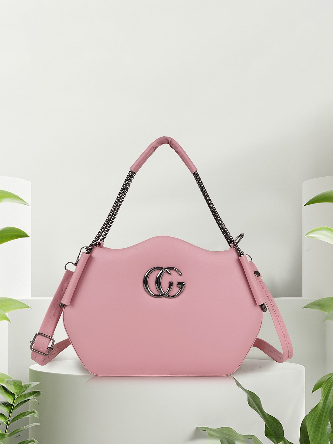 

YOYOWING Structured Sling Bag with Applique, Pink