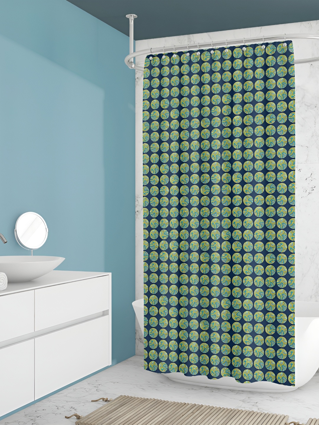 

ArtzFolio Navy Blue & Green Geometric Printed Waterproof Shower Curtains