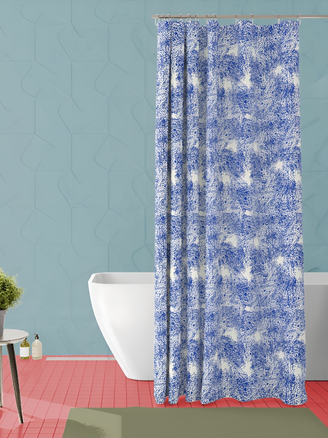 

ArtzFolio Blue & White Printed Waterproof Shower Curtain