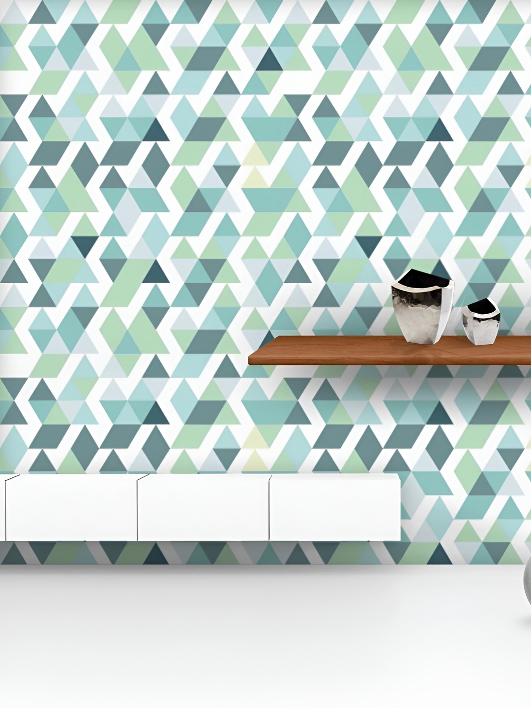 

ArtzFolio Printed UV-Resistant Anti-Bacterial Bright Blue Triangles Peel & Stick Wallpaper, Multi