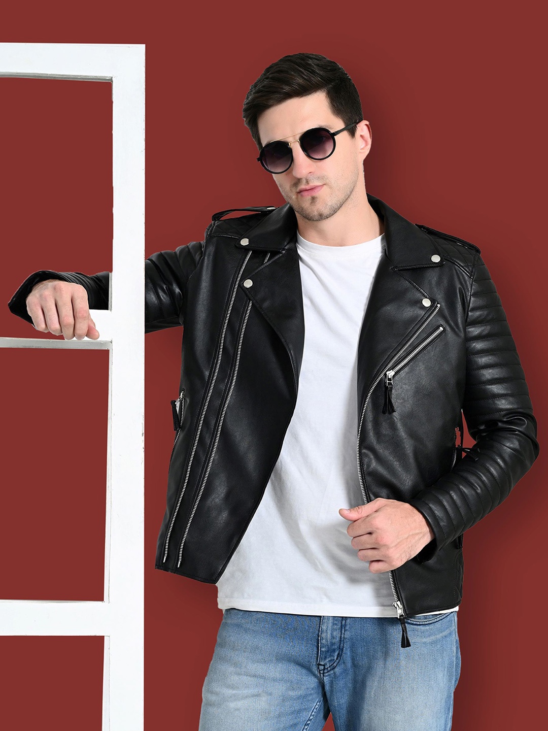 

TBOJ Men Lightweight Biker Jacket, Black