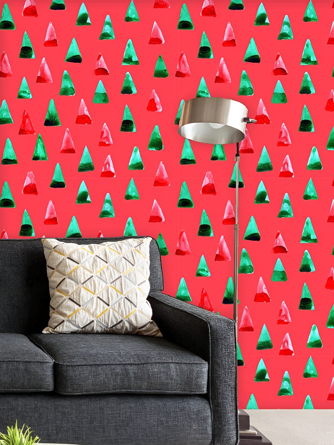 

ArtzFolio Printed UV-Resistant Anti-Bacterial Watercolor Triangles Pattern Peel & Stick Wallpaper, Multi
