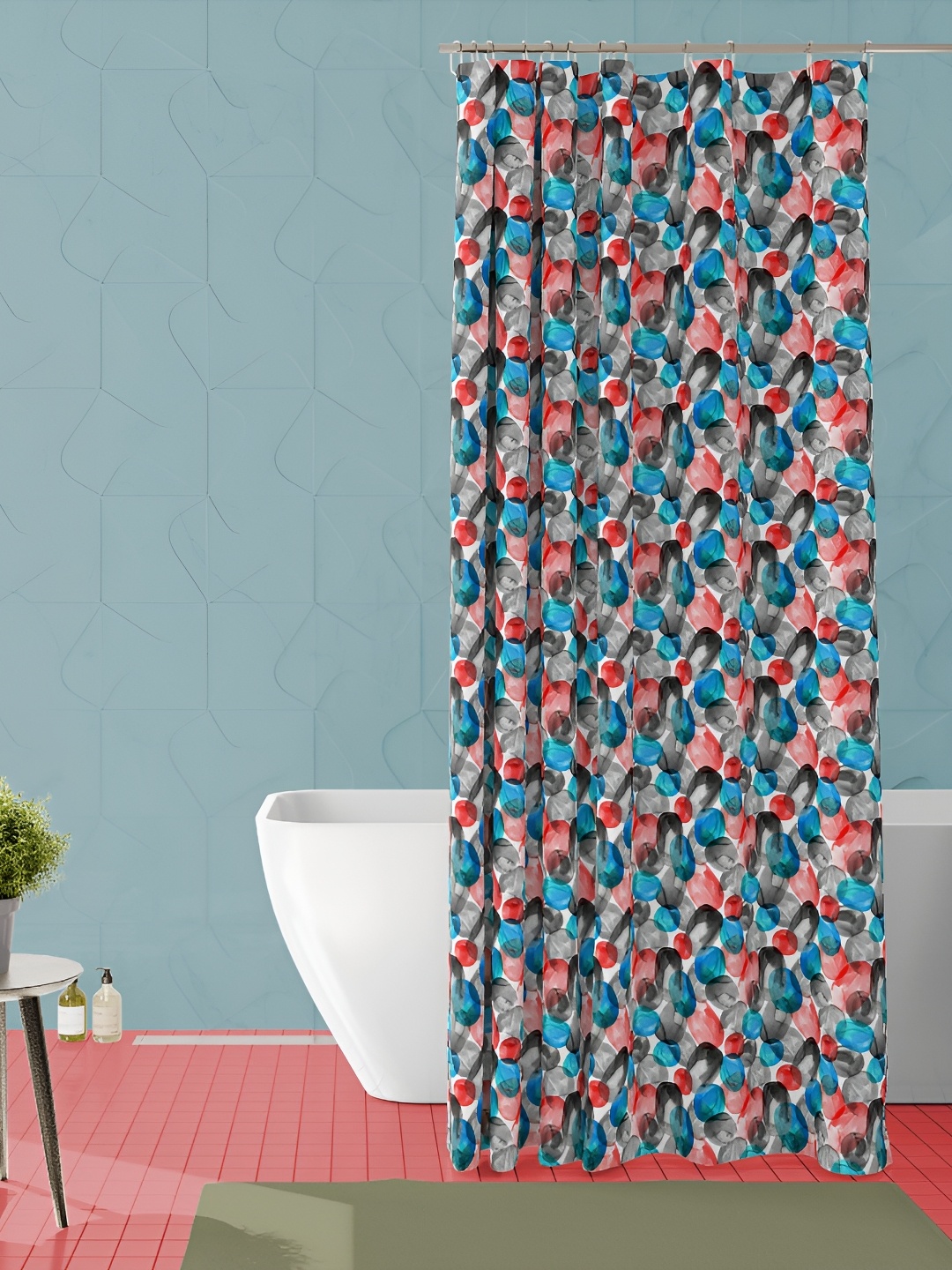 

ArtzFolio Blue & Black Printed Waterproof Shower Curtain