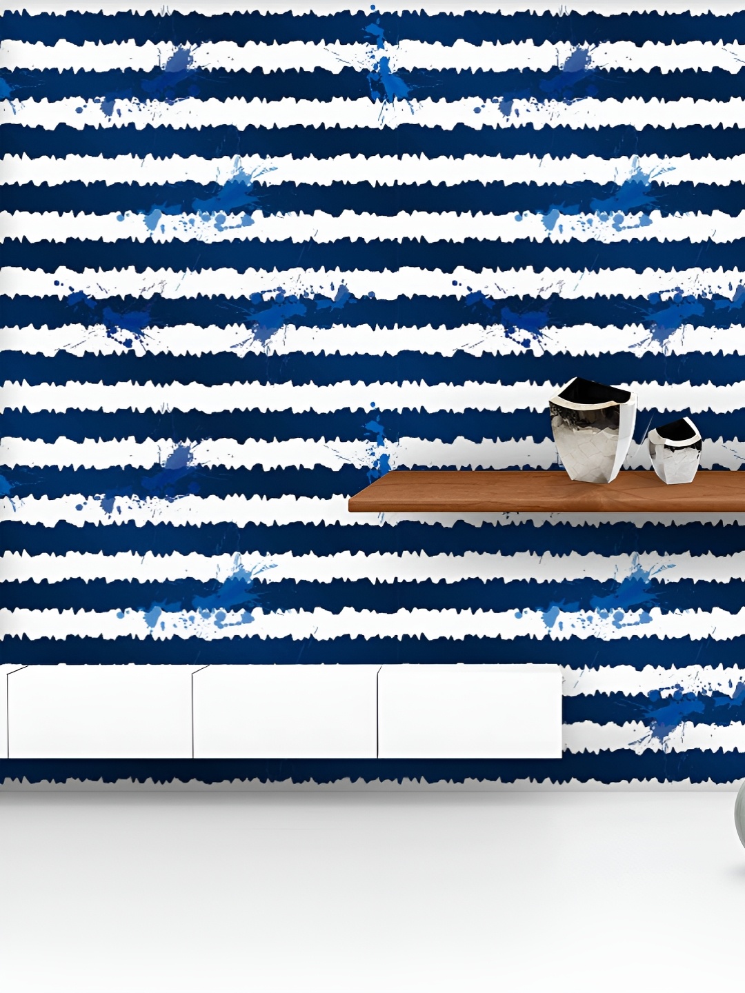 

ArtzFolio Printed UV-Resistant Anti-Bacterial Dark Blue Ink Stripes Peel & Stick Wallpaper, Multi