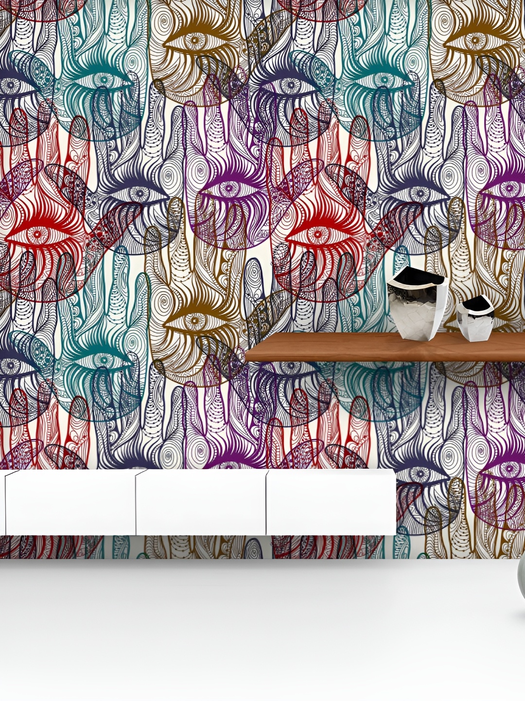 

ArtzFolio Printed UV-Resistant Anti-Bacterial Mysterious Hands Peel & Stick Wallpaper, Multi