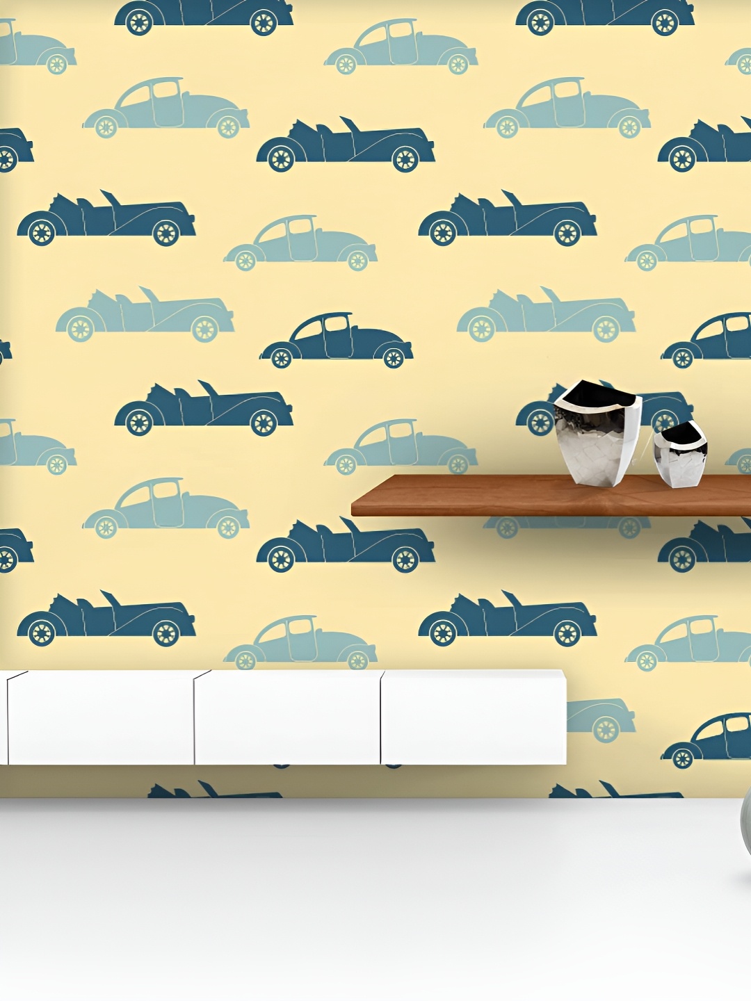

ArtzFolio Printed UV-Resistant Anti-Bacterial Retro Cars Peel & Stick Wallpaper, Multi