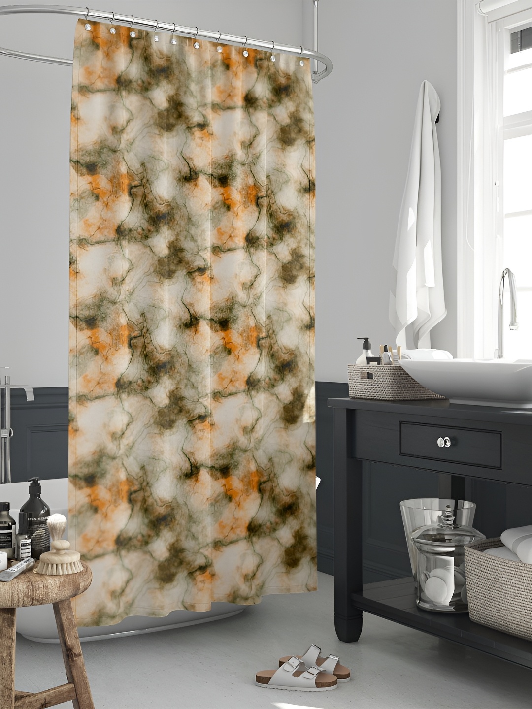 

ArtzFolio Brown Printed Waterproof Shower Curtain