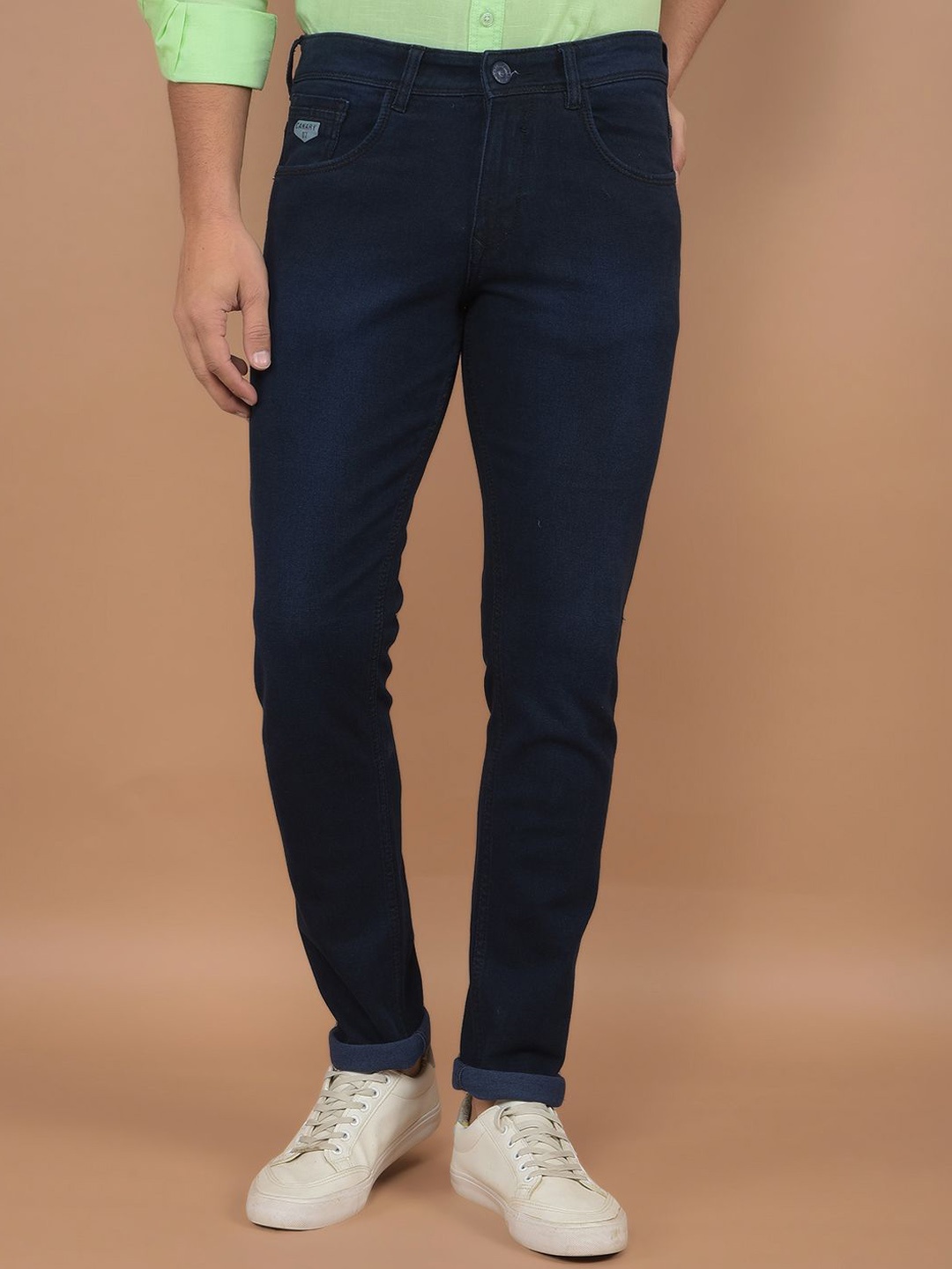 

Canary London Men Smart Skinny Fit Low-Rise Printed Stretchable Jeans, Blue