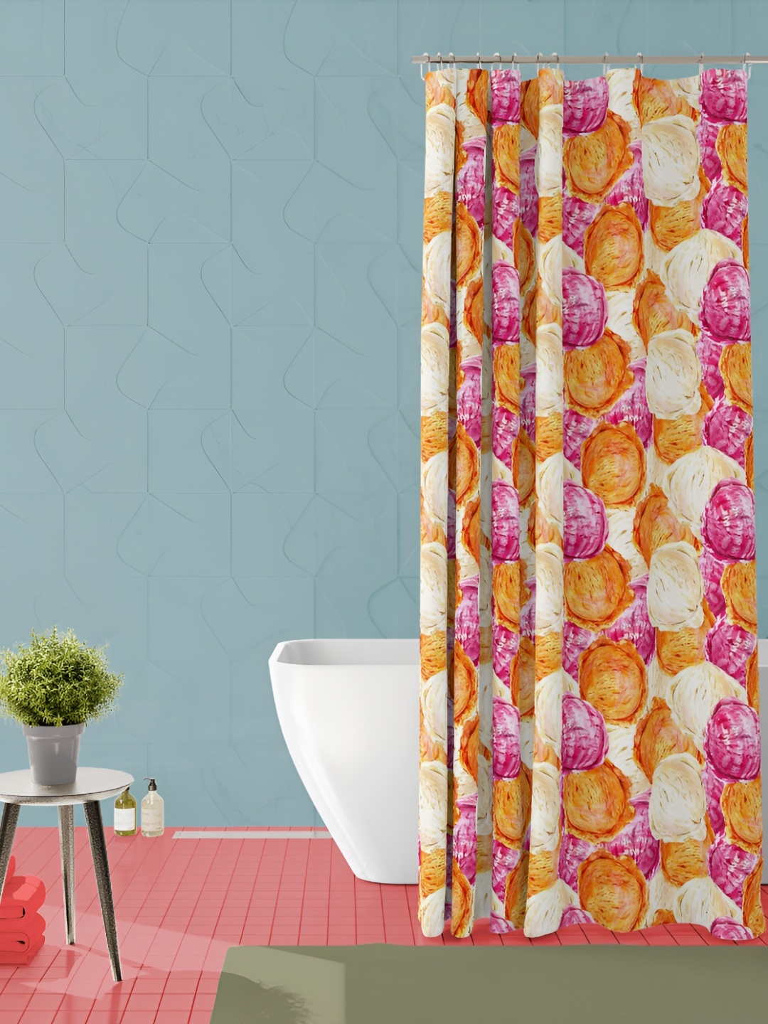 

ArtzFolio Pink & Orange Printed Waterproof Polyester Shower Curtain