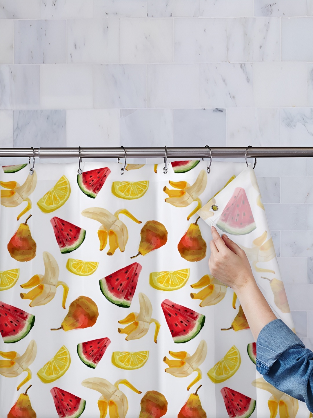 

ArtzFolio White & Red Printed Water Proof Shower Curtain
