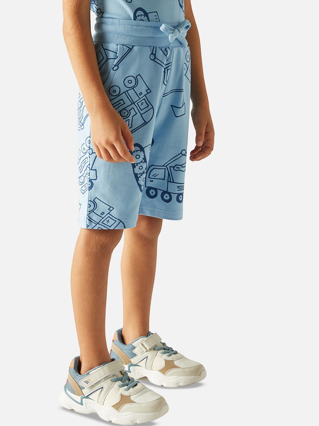 

Juniors by Babyshop Boys Printed Cotton Mid-Rise Regular-Fit Shorts, Blue