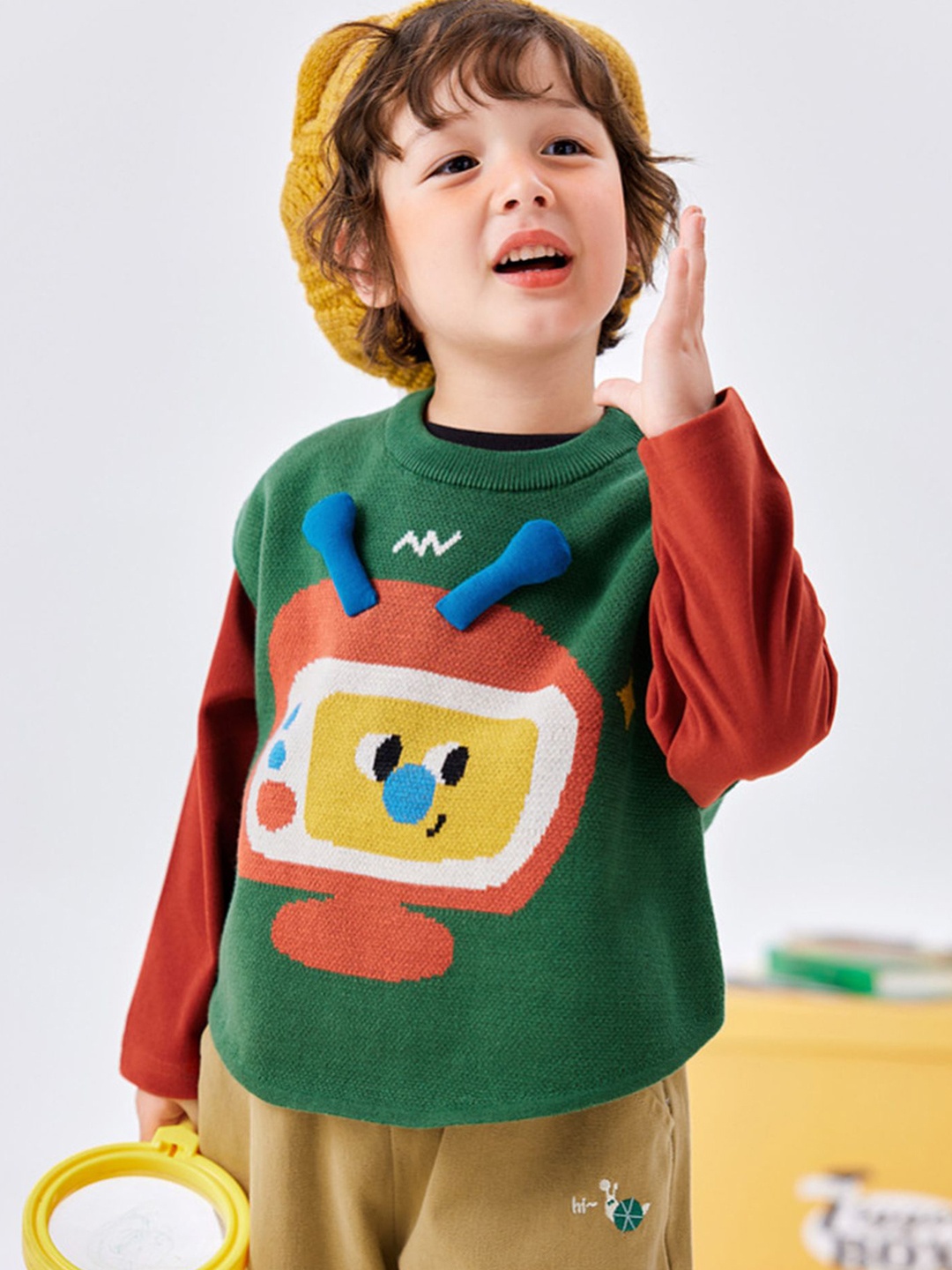 

LULU & SKY Kids Cotton Printed Sweatshirt, Green