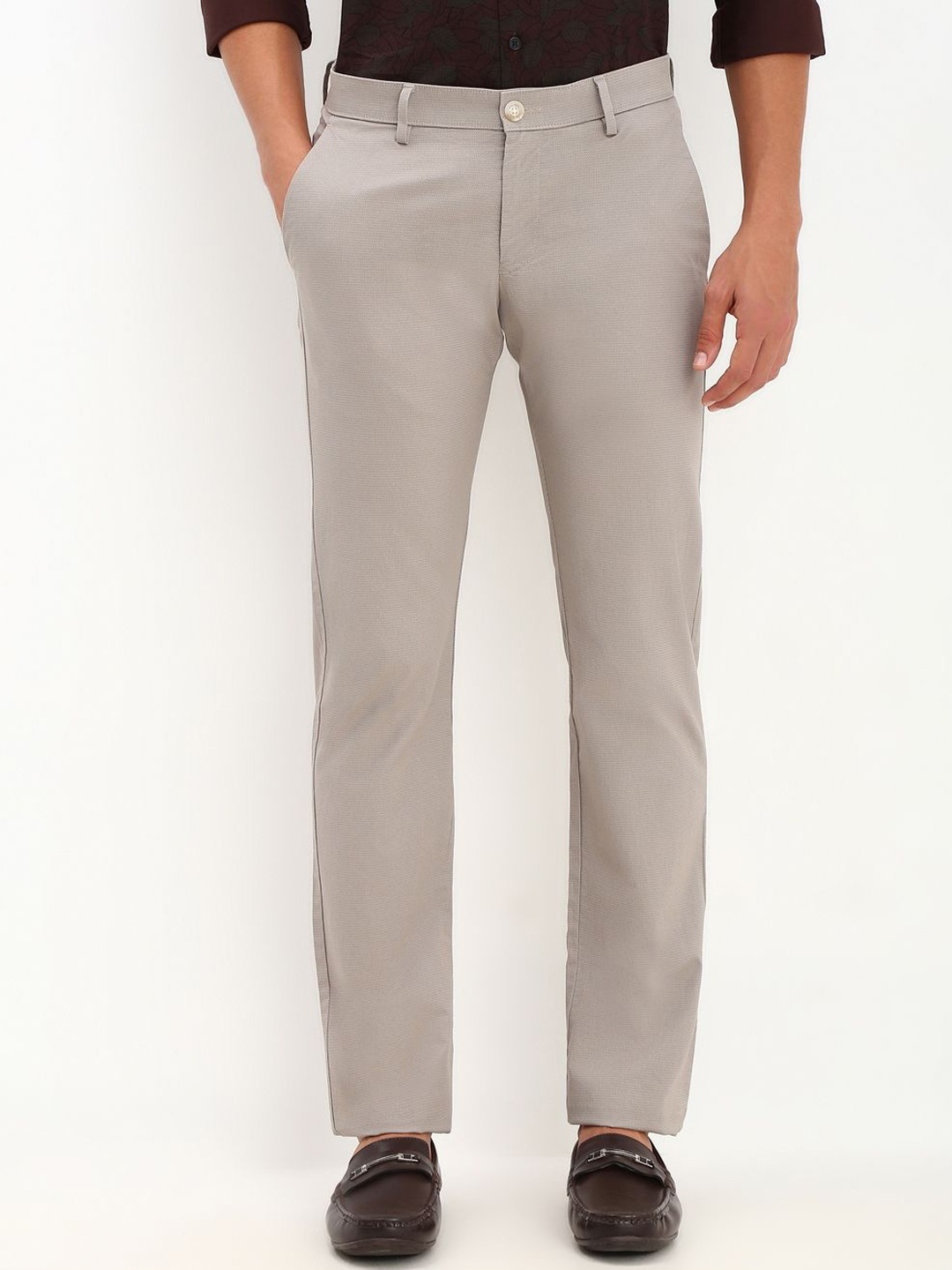 

Allen Solly Men Slim Fit Mid-Rise Cotton Trousers, Beige