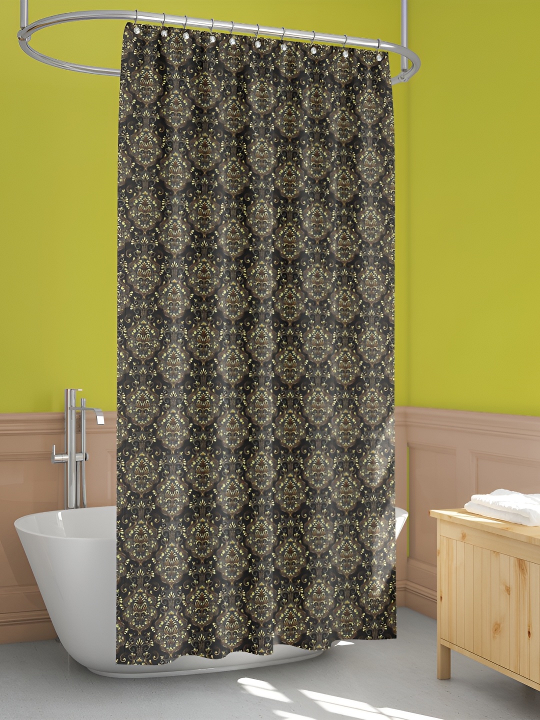 

ArtzFolio Black & Green Printed Waterproof Shower Curtain