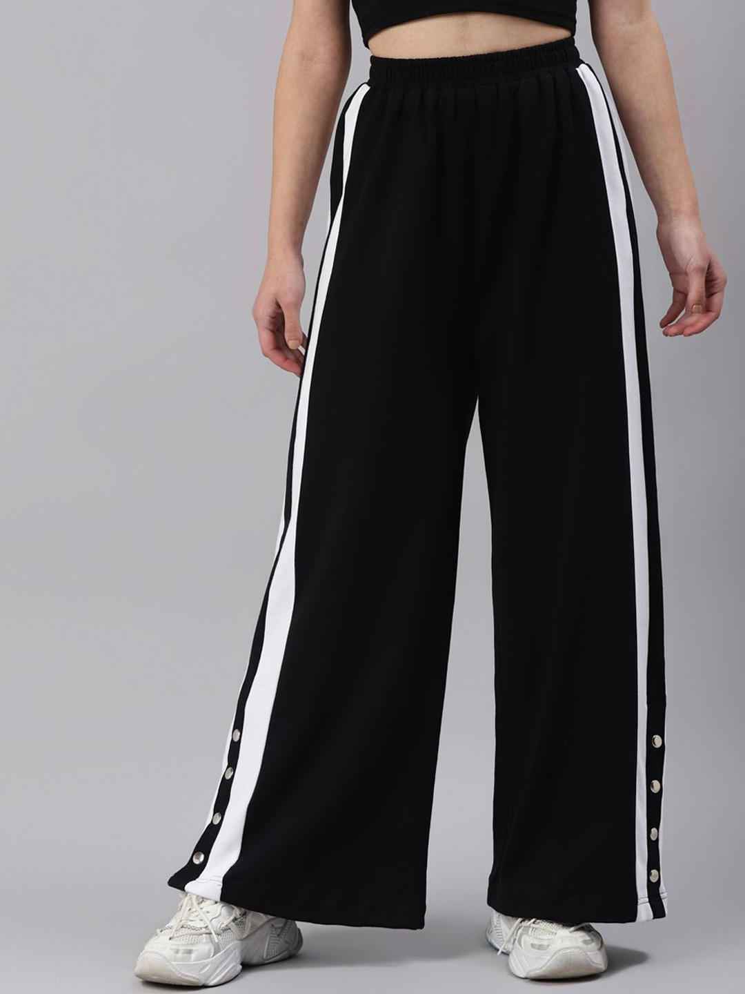 

Laabha Women Striped Regular Fit Track Pant, Black