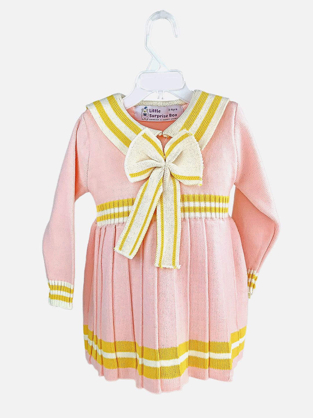 

Little Surprise Box LLP Girls Colourblocked Round Neck Fit & Flare Dress, Pink
