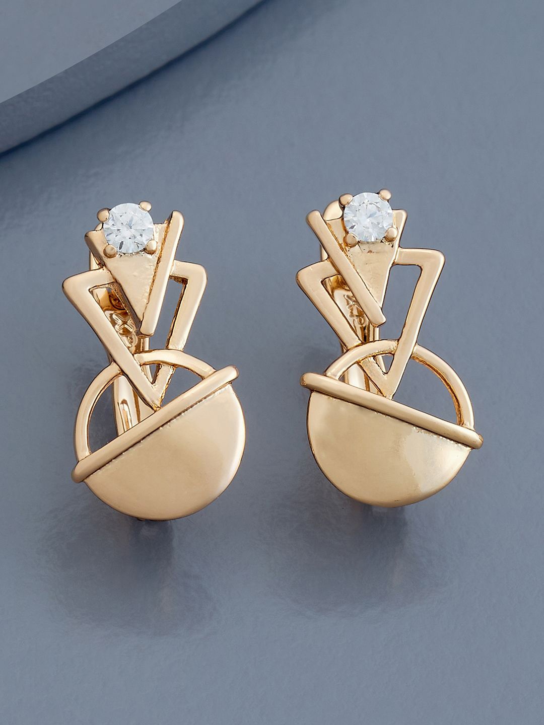 

Kushal's Fashion Jewellery Rose Gold-Plated Zircon Geometric Hoop Earrings