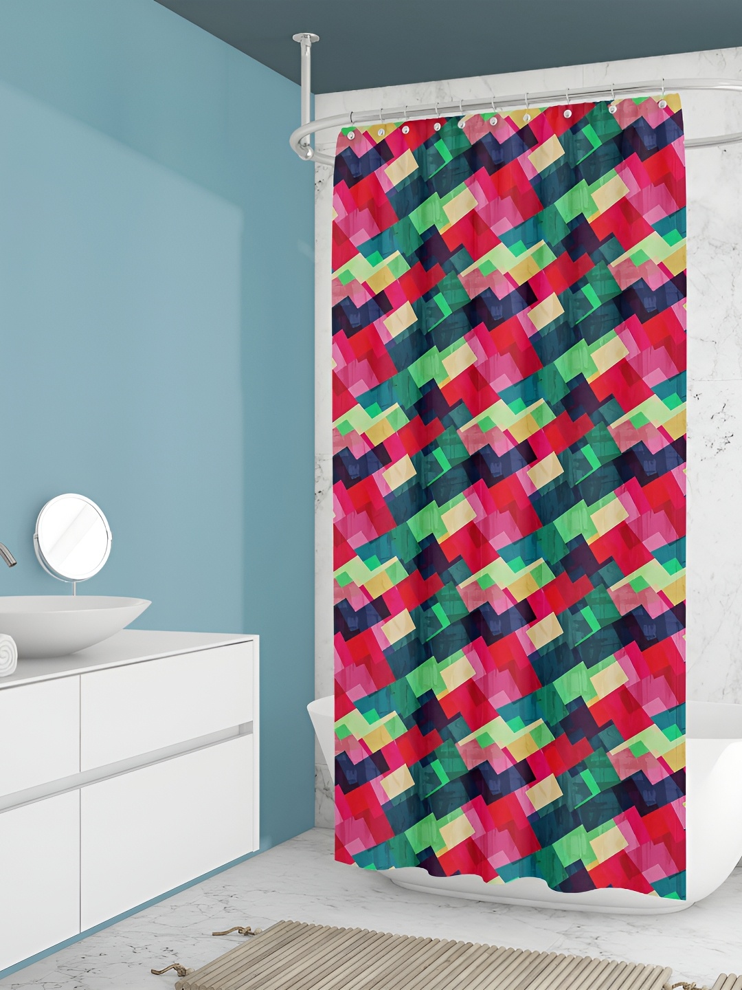 

ArtzFolio Pink & Green Printed Waterproof Shower Curtain