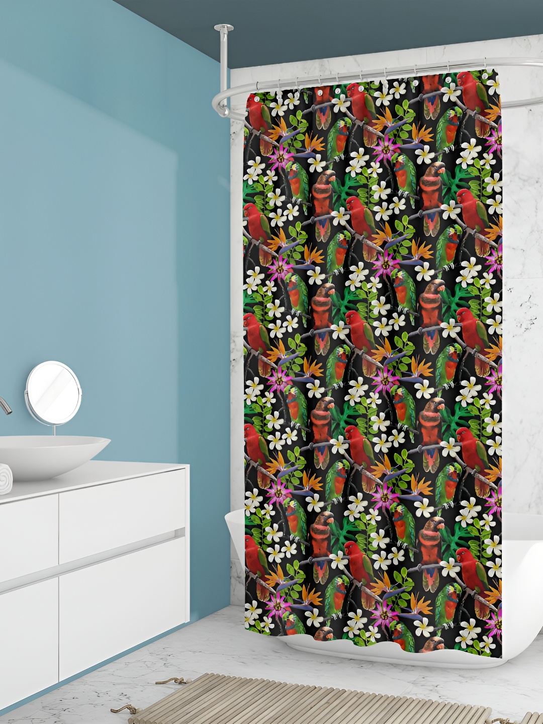

ArtzFolio Black & Green Birds Printed Waterproof Shower Curtains