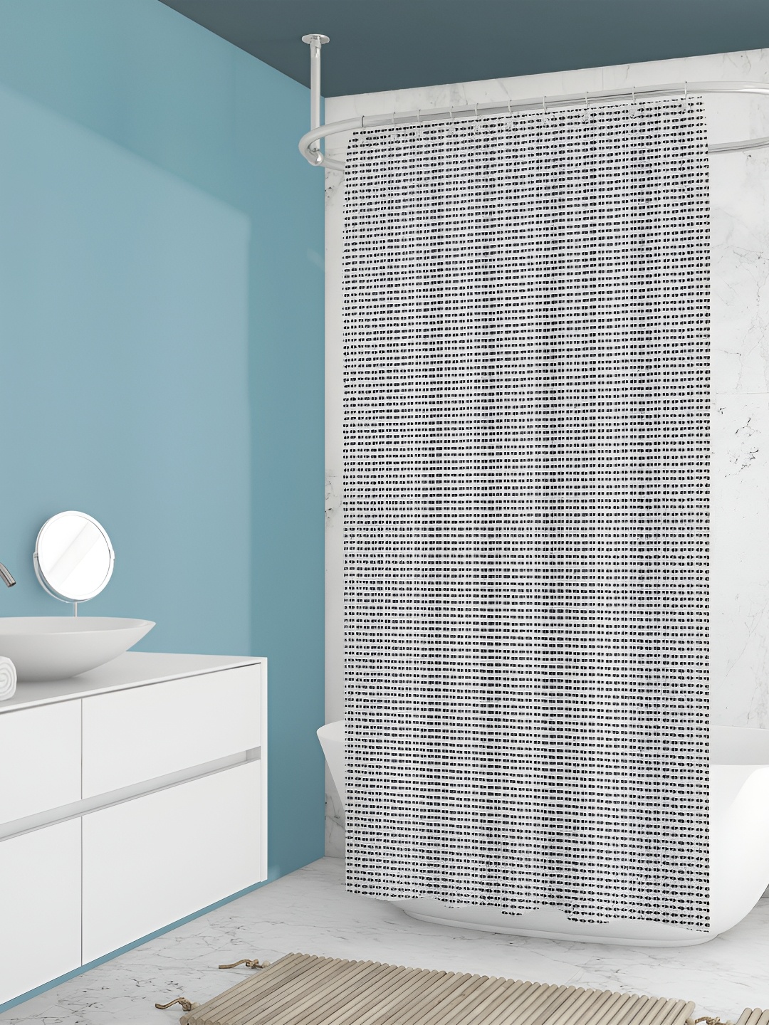 

ArtzFolio White & Black Printed Waterproof Shower Curtain