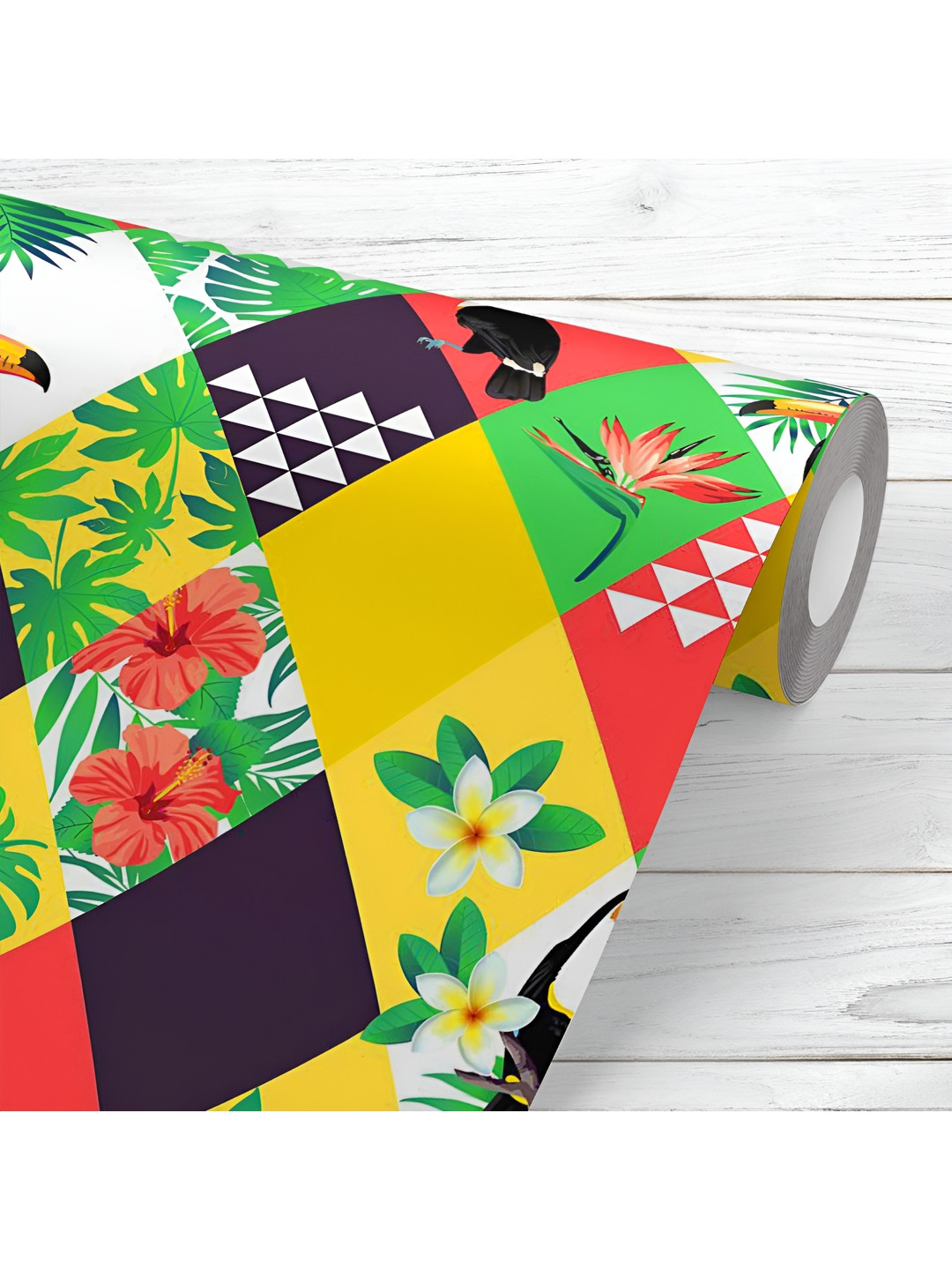 

ArtzFolio Printed UV-Resistant Anti-Bacterial Exotic Floral Leaves Peel & Stick Wallpaper, Multi