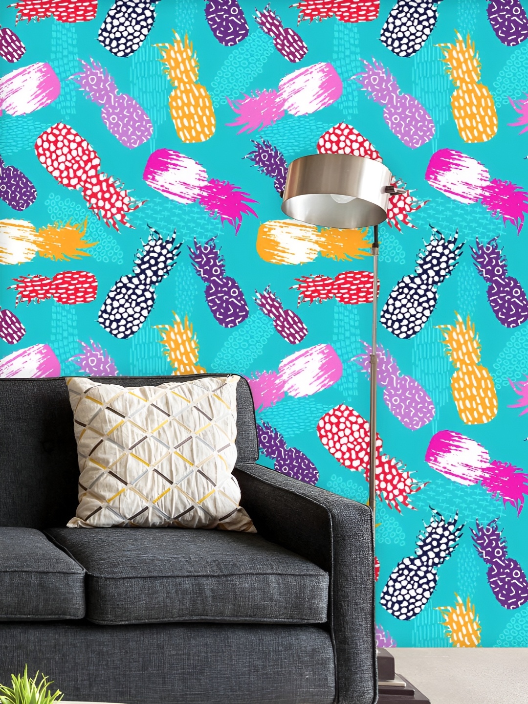 

ArtzFolio Printed UV-Resistant Anti-Bacterial Retro Summer Fruit Peel & Stick Wallpaper, Multi