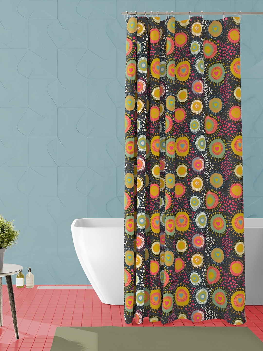 

ArtzFolio Pink & Black Printed Waterproof Shower Curtain