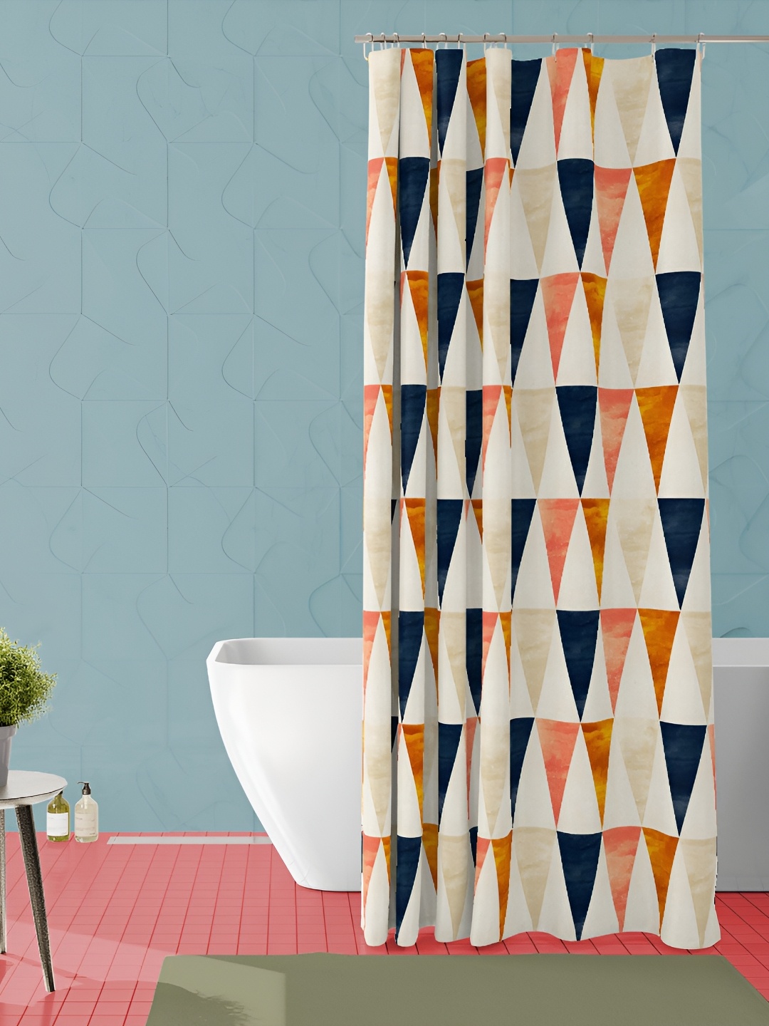 

ArtzFolio Beige & Orange Printed Waterproof Shower Curtain