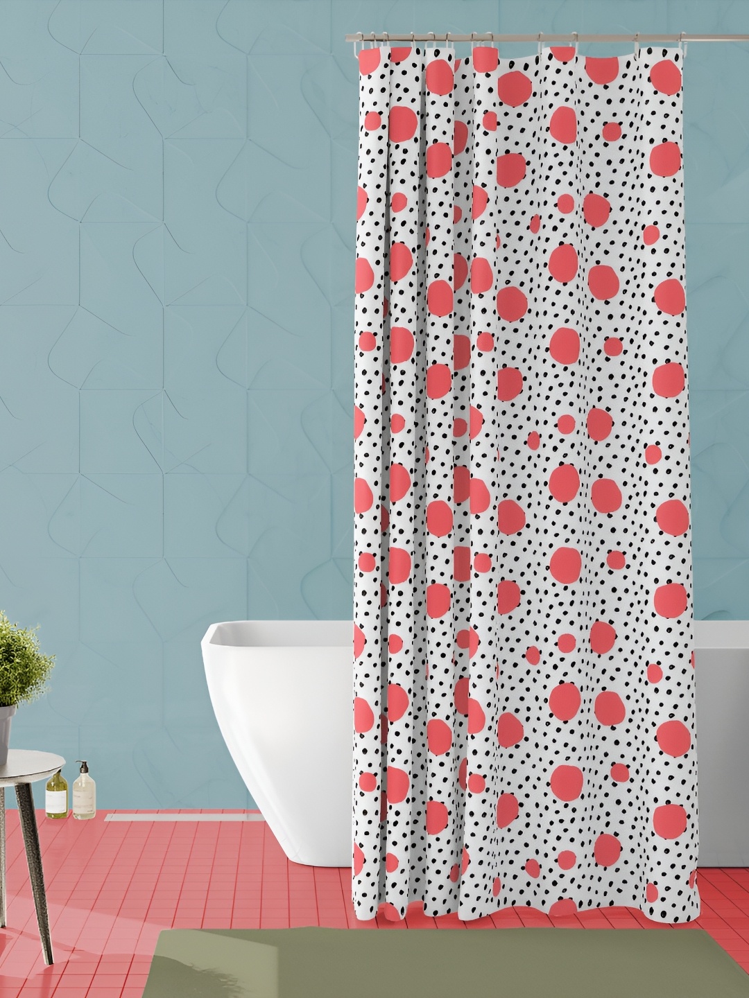 

ArtzFolio White & Pink Geometric Printed Waterproof Shower Curtain