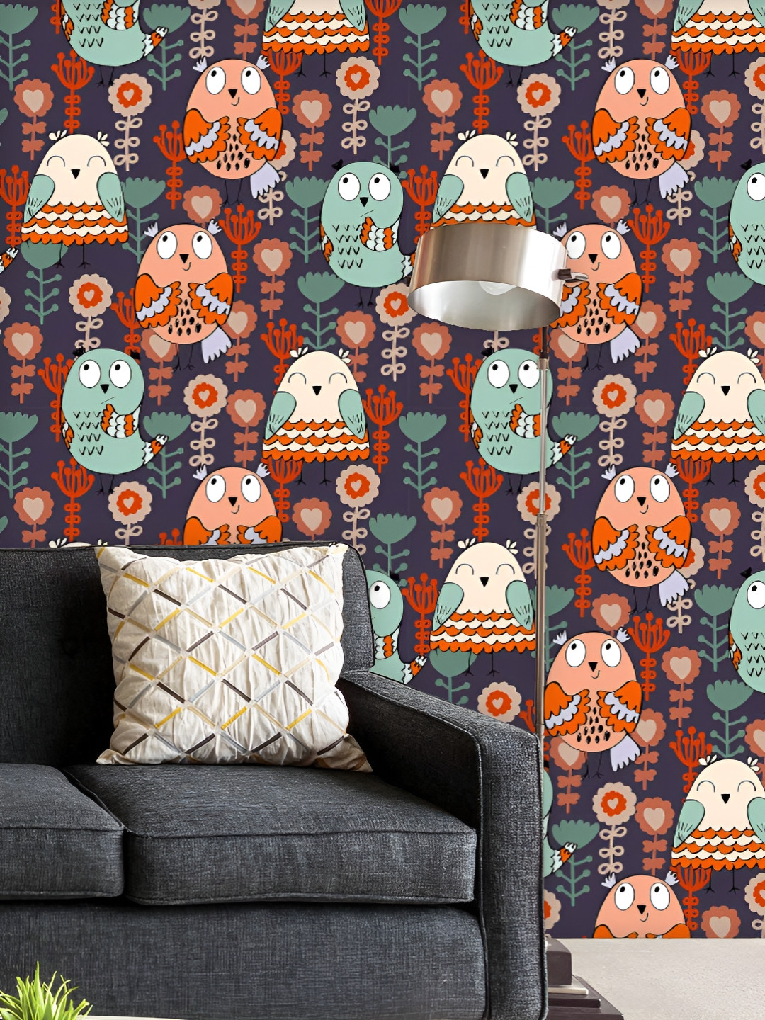 

ArtzFolio Printed UV-Resistant Anti-Bacterial Owls & Flowers Peel & Stick Wallpaper, Multi