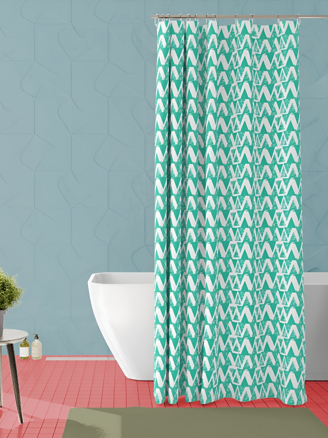 

ArtzFolio White & Green Printed Waterproof Shower Curtains