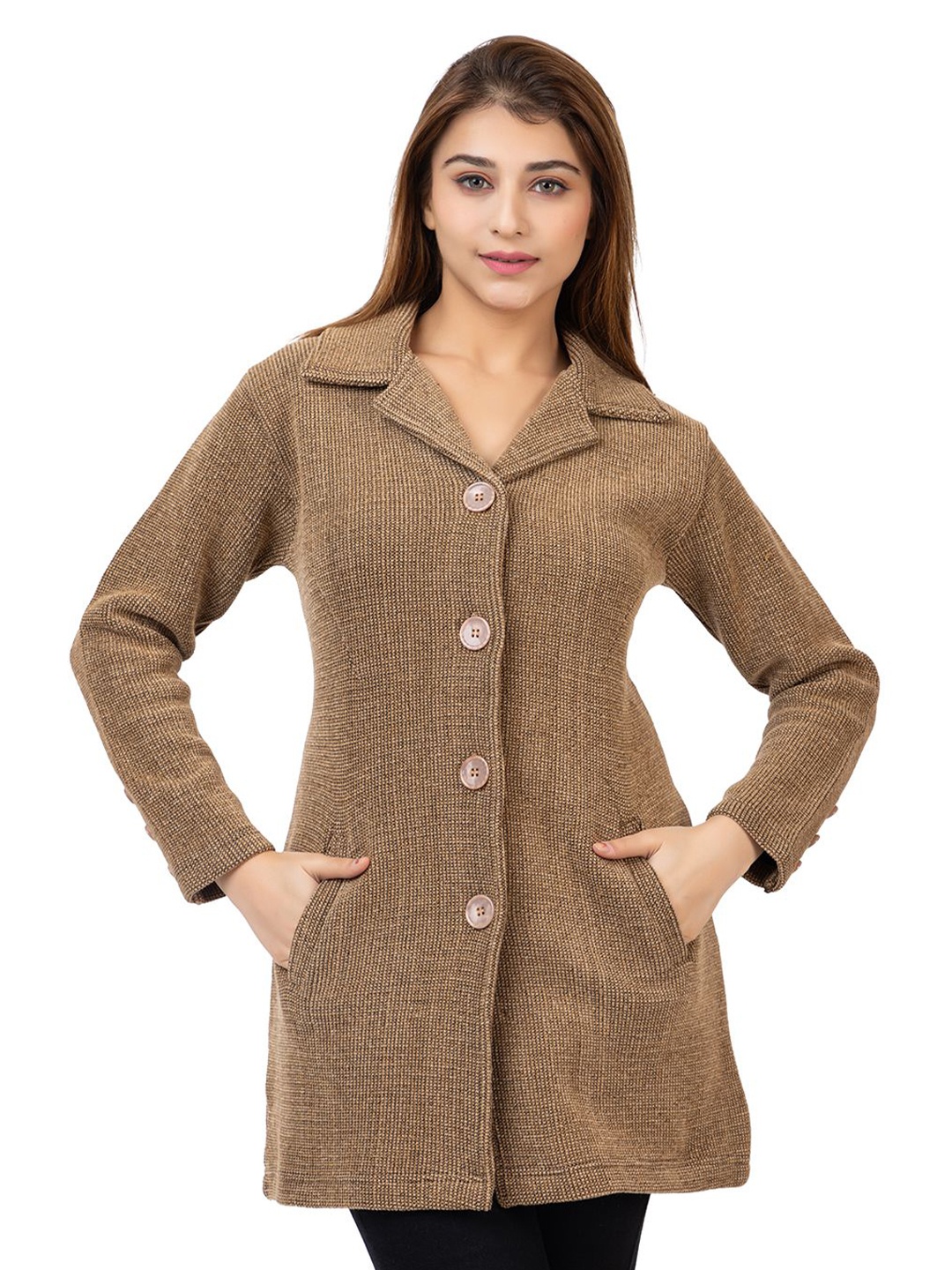 

TWENTY ME Women Woollen Longline Cardigan, Beige