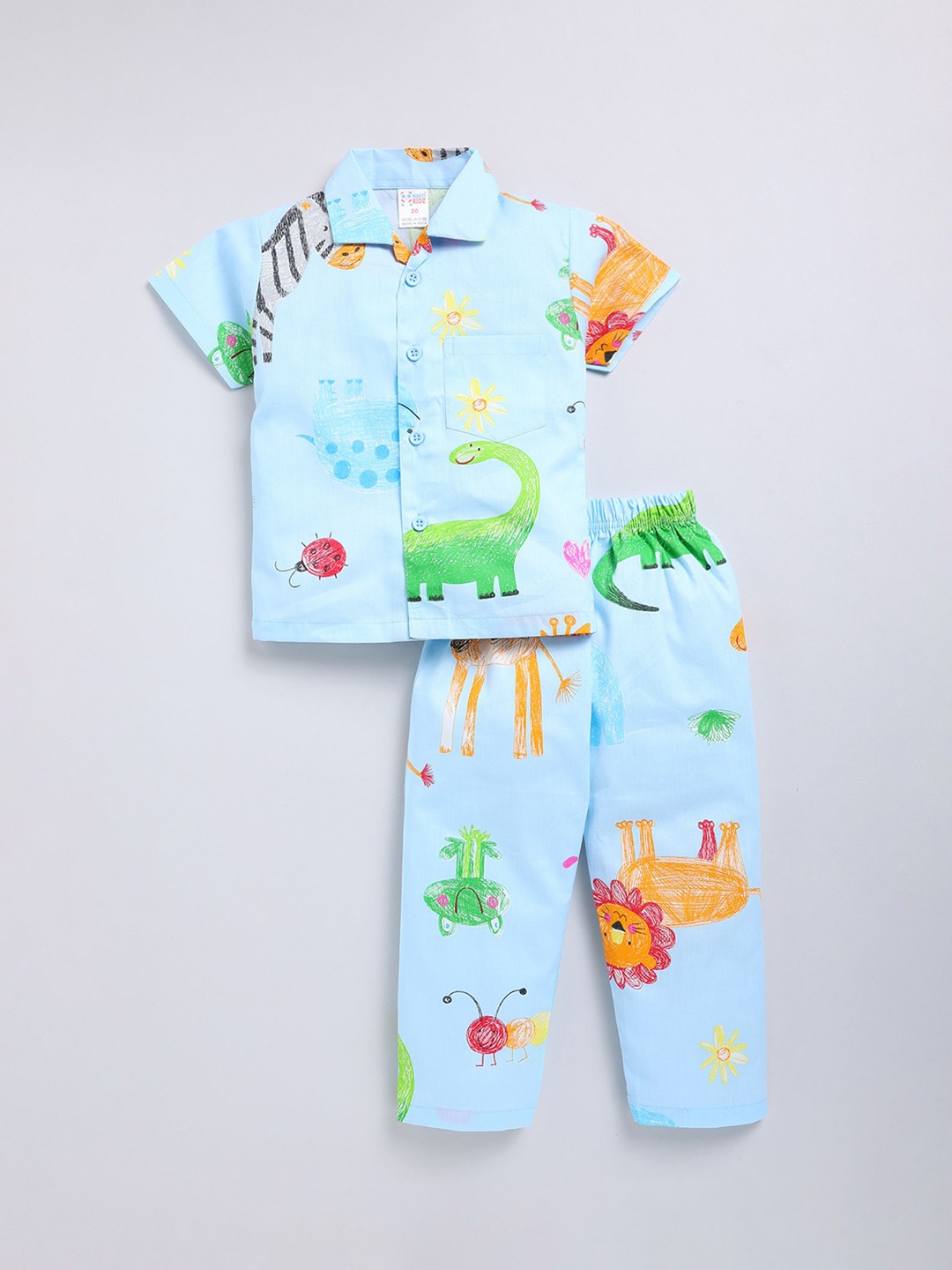

NAUTI KIDZ Boys Printed Pure Cotton Night suit, Blue