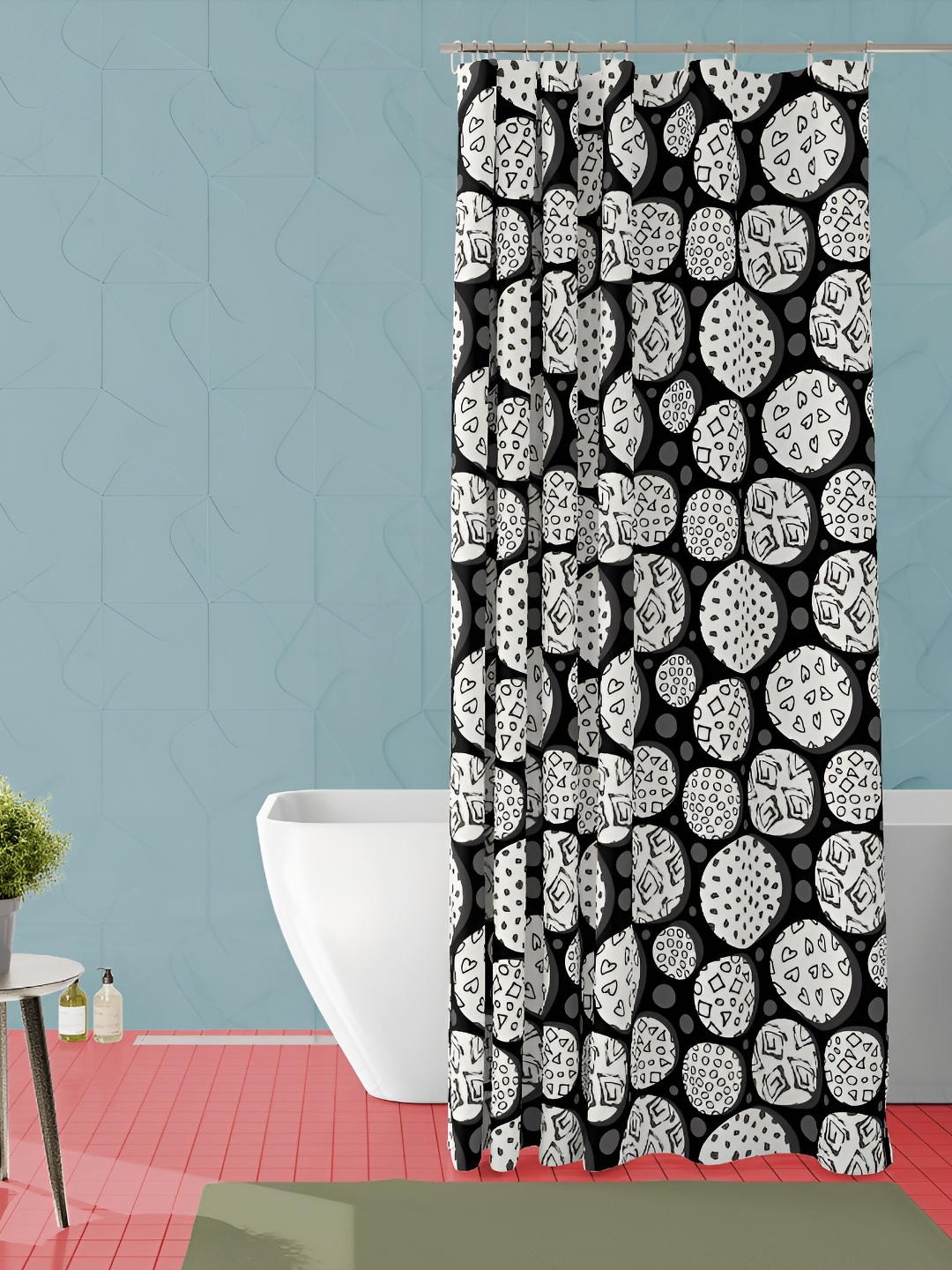 

ArtzFolio Black & White Geometric Printed Waterproof Shower Curtain