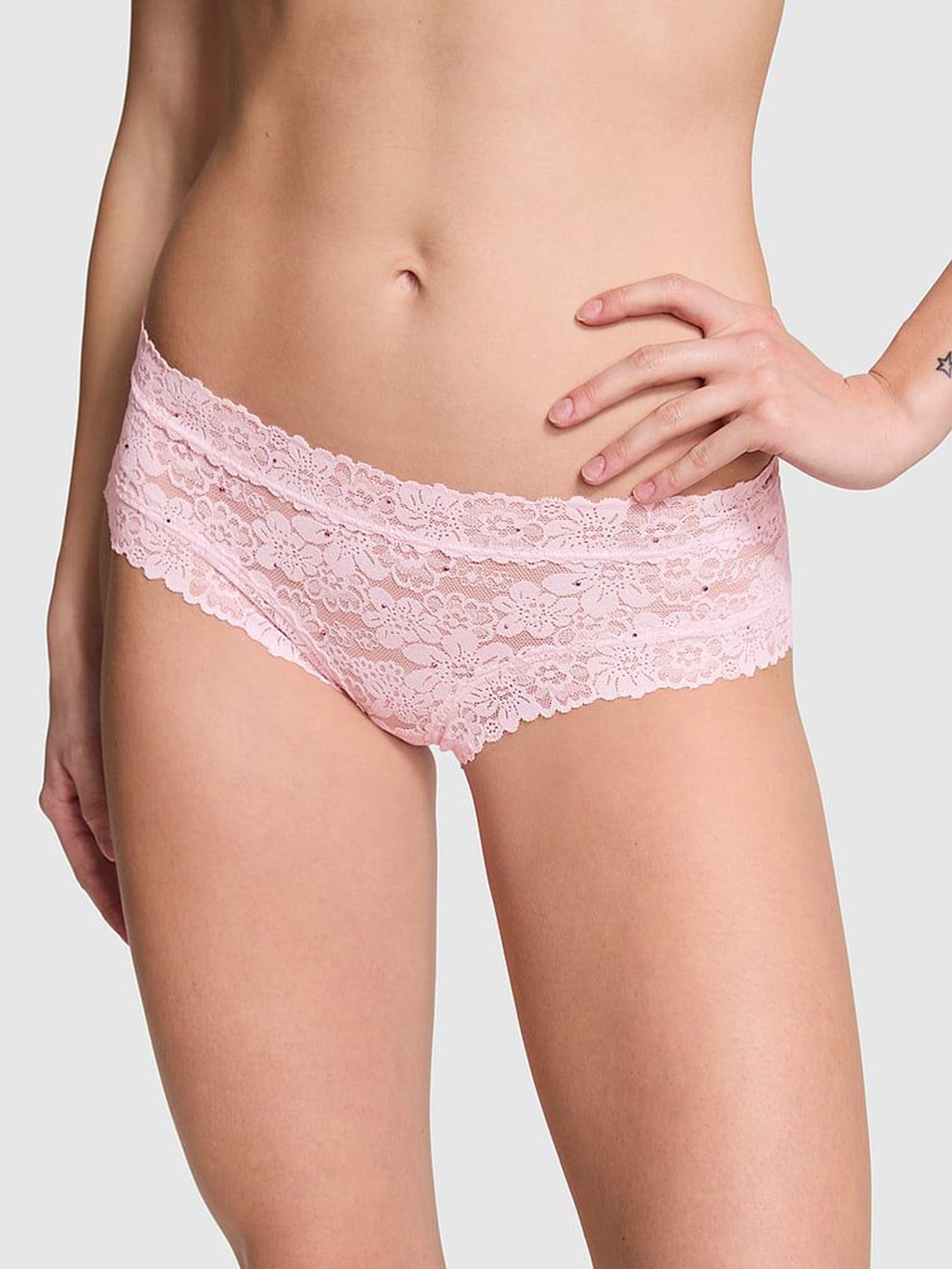 

Victoria's Secret Women Self Design Low-Rise Basic Briefs, Pink