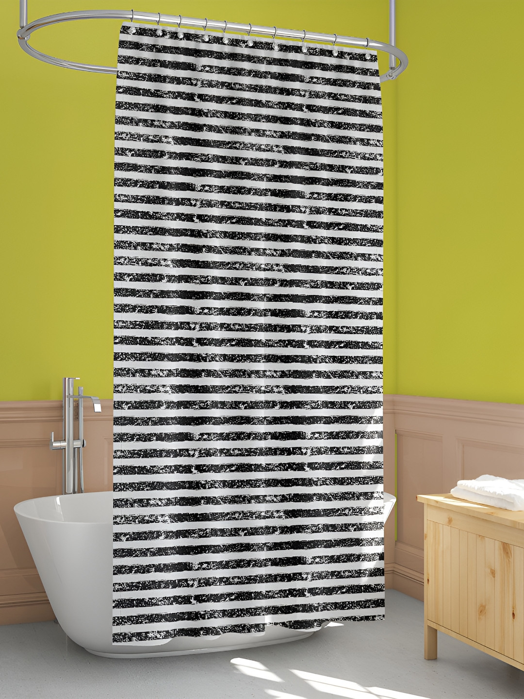 

ArtzFolio White & Black Printed Waterproof Shower Curtain