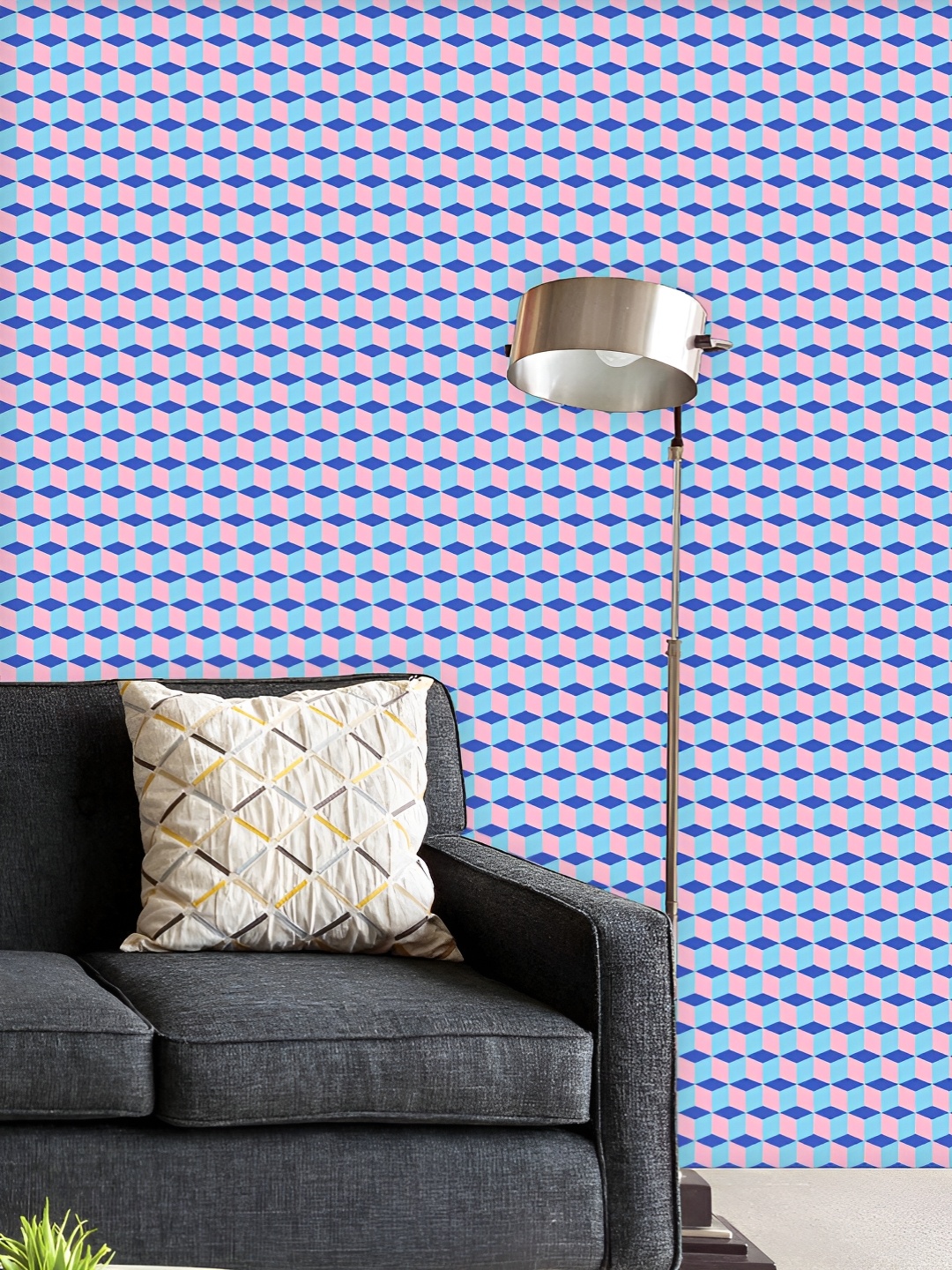 

ArtzFolio Printed UV-Resistant Anti-Bacterial D Geometric Cubes Peel & Stick Wallpaper, Multi