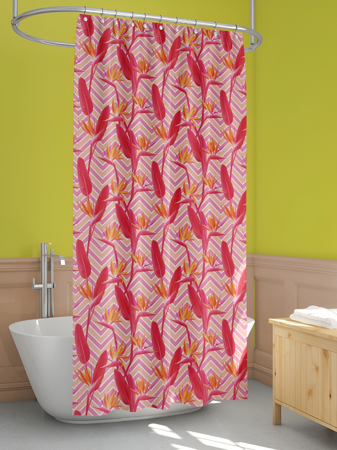 

ArtzFolio Pink & Red Printed Waterproof Shower Curtain