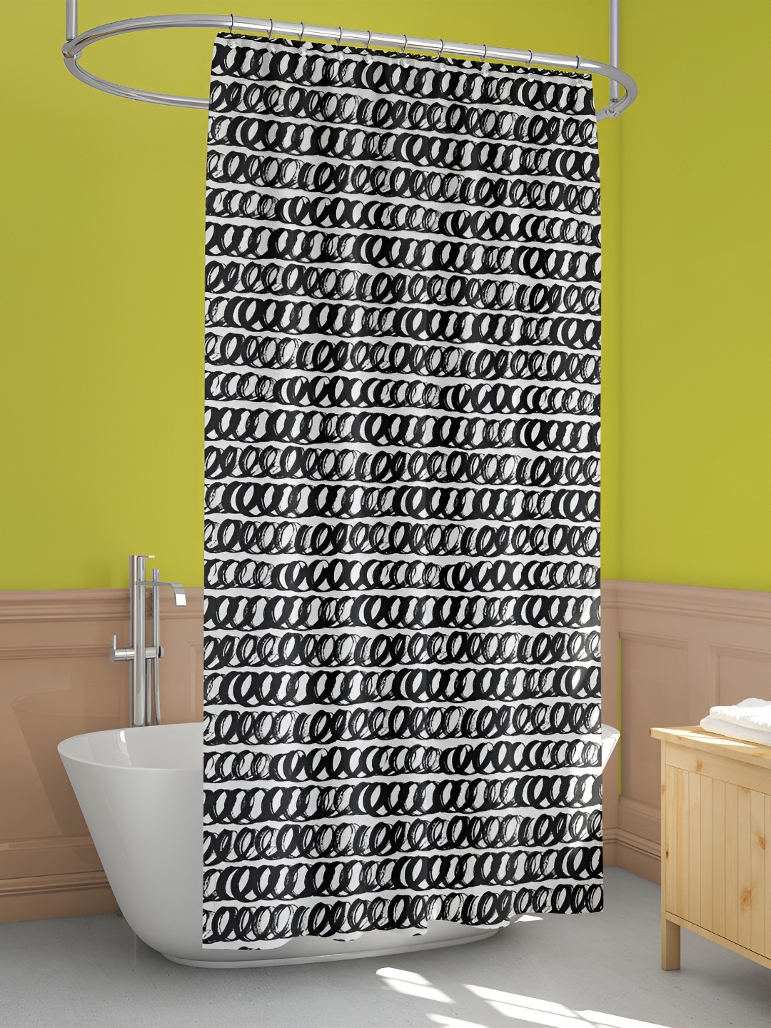 

ArtzFolio Black & White Geometric Printed Waterproof Shower Curtain