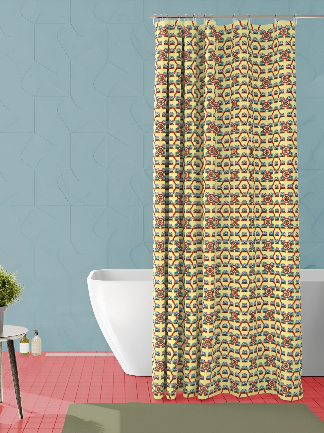 

ArtzFolio Yellow & Red Printed Waterproof Shower Curtain