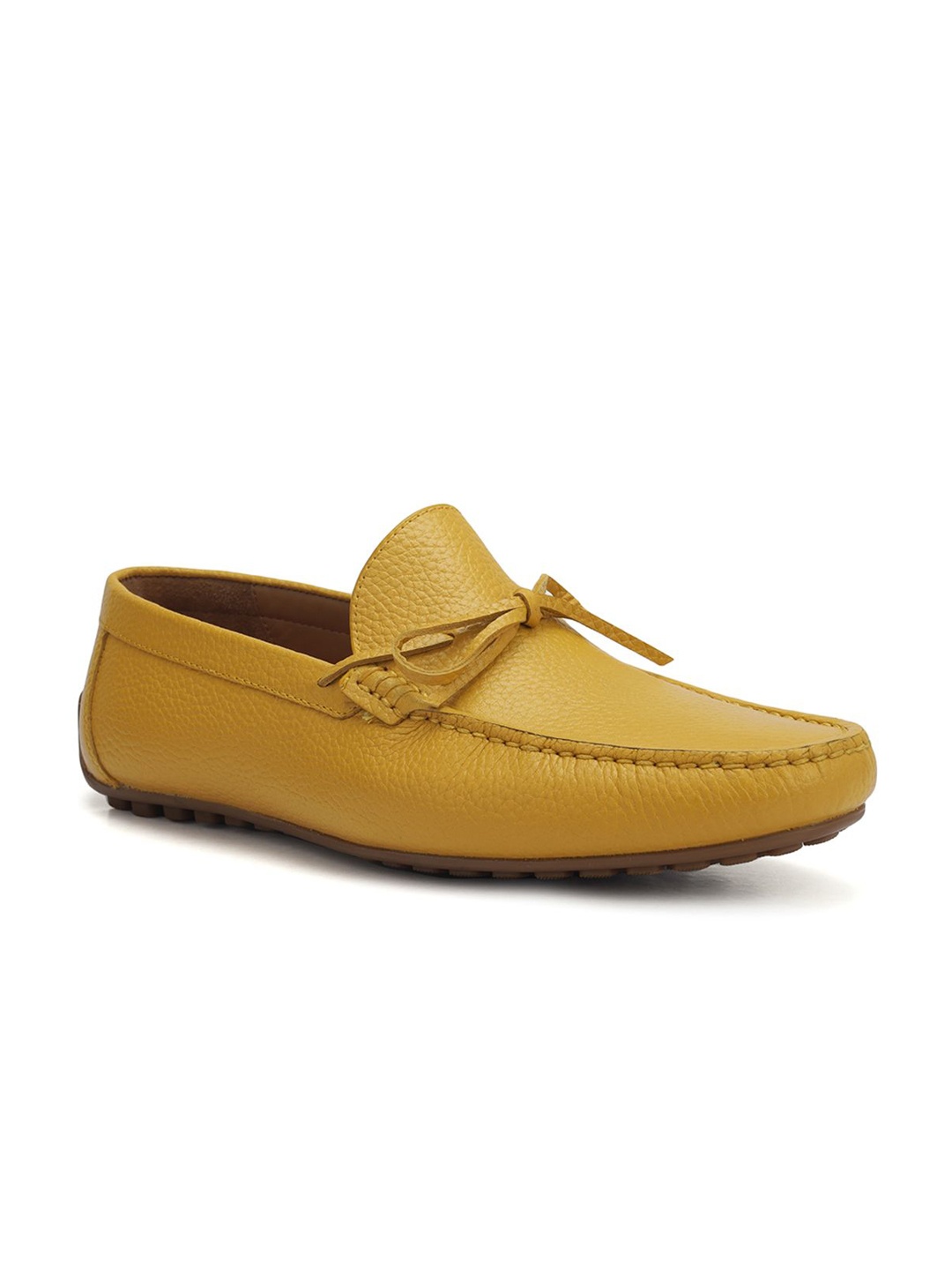 

ROSSO BRUNELLO Men Leather Round Toe Formal Loafers, Mustard