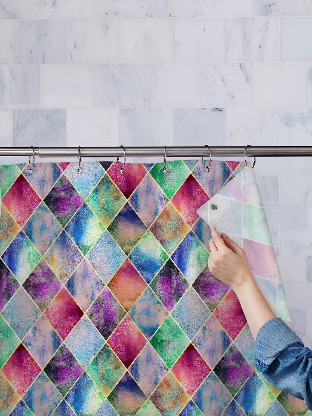 

ArtzFolio Single Piece Waterproof Polyester Shower Curtain, Multi