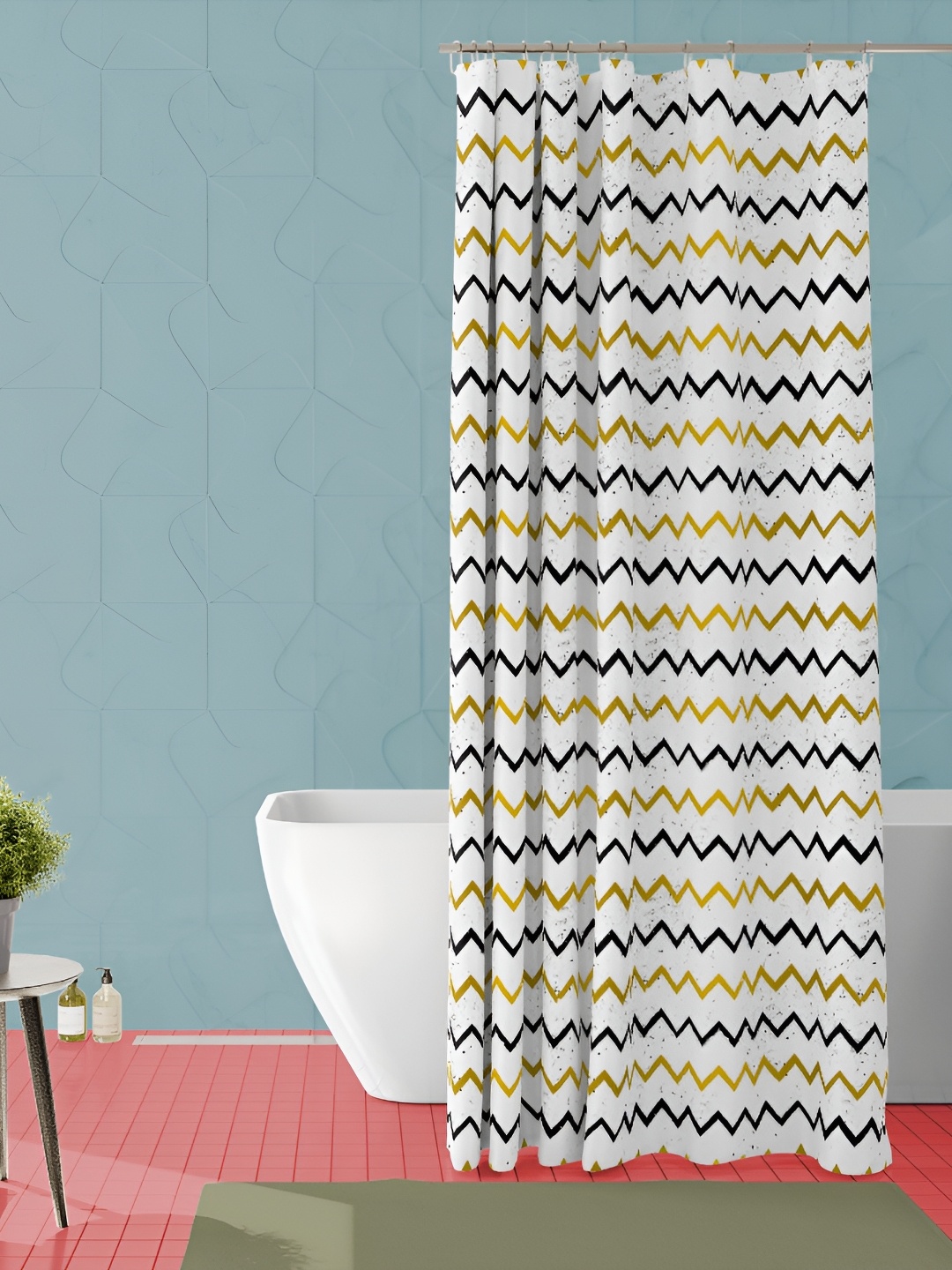 

ArtzFolio Green & White Geometric Printed Waterproof Shower Curtain